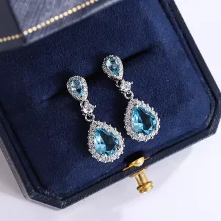 Crystal Blue Stone Work Jewelry Set